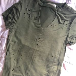 Olive Distressed Tee